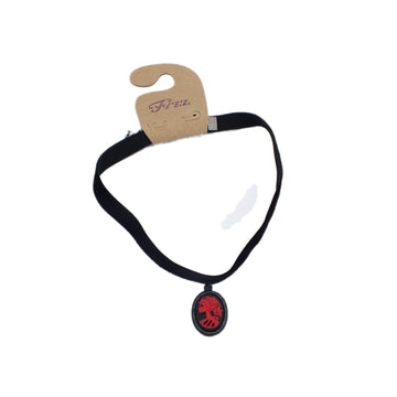Rotes Lolita-Kamee-Halsband aus Samt mit Knochenmuster