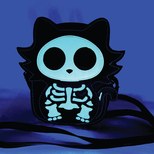 Glow In The Dark Sugar Skull Cat Crossbody Bag