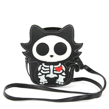 Glow In The Dark Sugar Skull Cat Crossbody Bag