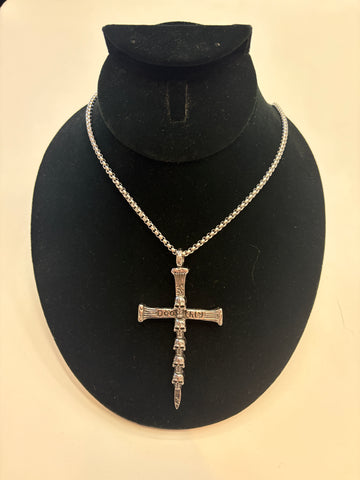 Stainless Steel Death Skull Cross Necklace