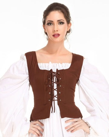 Reversible Lace-Up Vest (Brown)