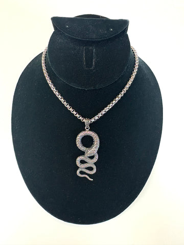 Stainless Steel Swirl Serpent Necklace