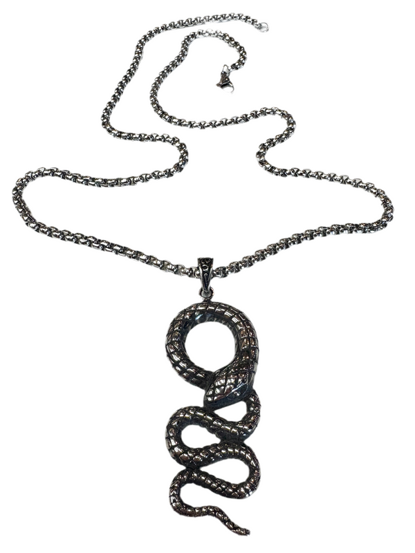 Stainless Steel Swirl Serpent Necklace