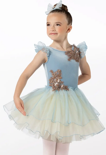 Child Velvet Cinderella Dance Dress (Lt. Blue)