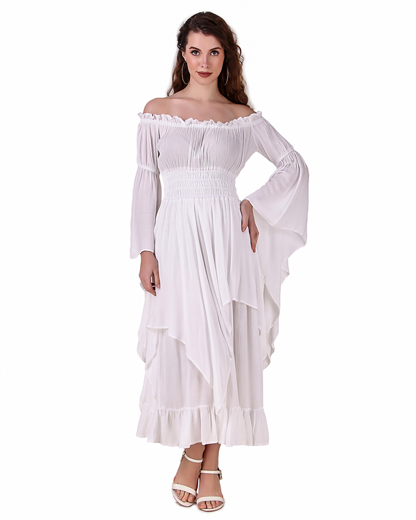 Handkerchief Crepe Dress (White)