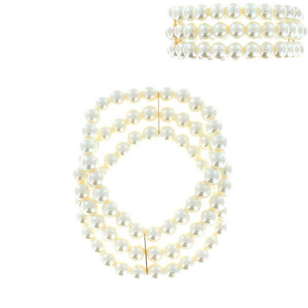 Three Row Stretch Pearl Bracelet