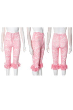 Stretch Sheer Lace Ruffled Capri