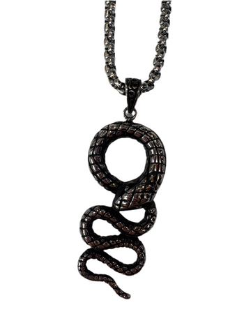 Stainless Steel Swirl Serpent Necklace