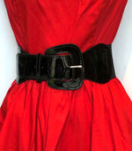 Retro Pleather Stretch Belt and Buckle