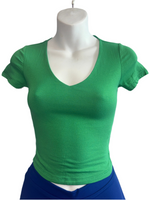 Short Sleeve V-Neck Crop Top