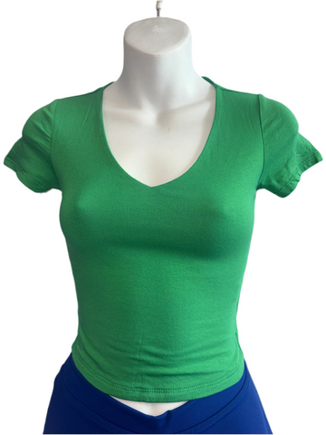 Short Sleeve V-Neck Crop Top