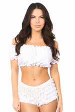 White Lace Peasant Top