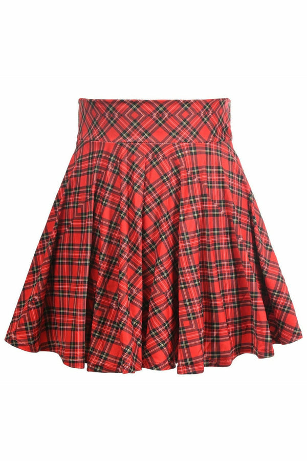 Red Plaid Stretch Skirt