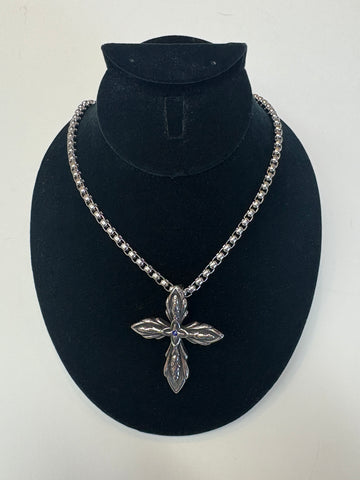 Stainless Steel Elven Blue Stone Necklace