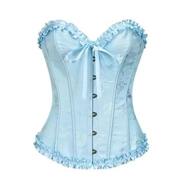 Pastel Brocade Corset (Light Blue)
