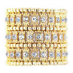 Rhinestone Stretch Bracelet 3 Row Cuff