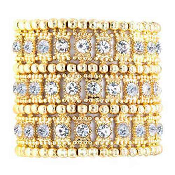 Rhinestone Stretch Bracelet 3 Row Cuff