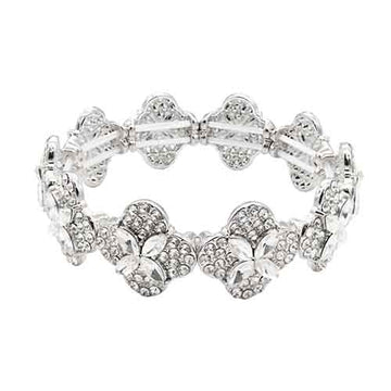 Clover Rhinestone Stretch Bracelet