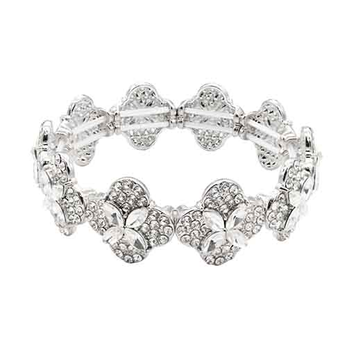 Clover Rhinestone Stretch Bracelet