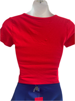 Short Sleeve V-Neck Crop Top