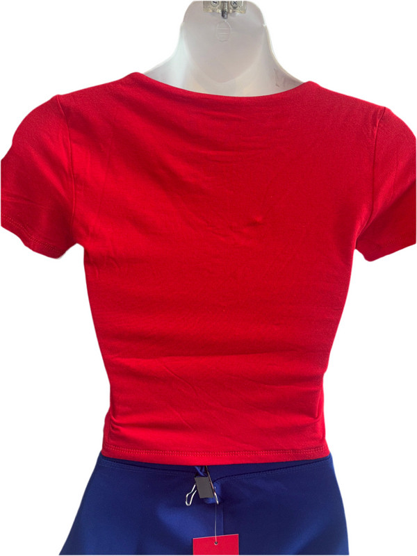Short Sleeve V-Neck Crop Top