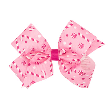 Pink Candy Cane Print Bow