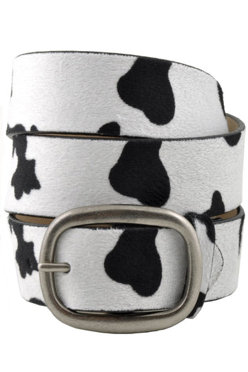 Cow Print Fur Belt