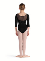 Girls Bloch Velvet Mesh 3/4 Sleeve Leotard CL5246 (Black)