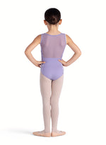 Girls Velvet Mesh Panel Tank Leotard (Lilac)