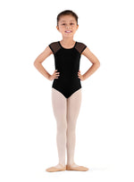 Girls High Neck Weave Back Cap Sleeve Leotard CL9282 (Black)