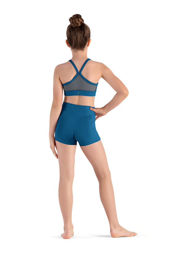 Girls V Front Short by Bloch CR8464 (Peacock)
