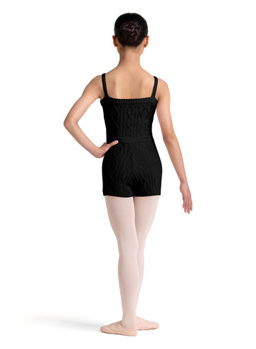 Girls Bloch Knit Short Unitard CU12002 (Black)