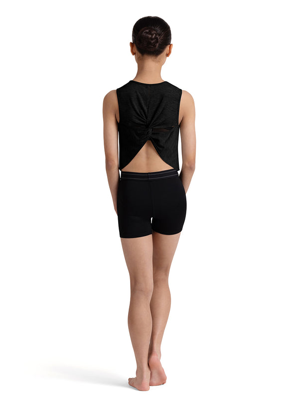 Girls Bloch Print Twist Back Tee CZ30005 (Black)