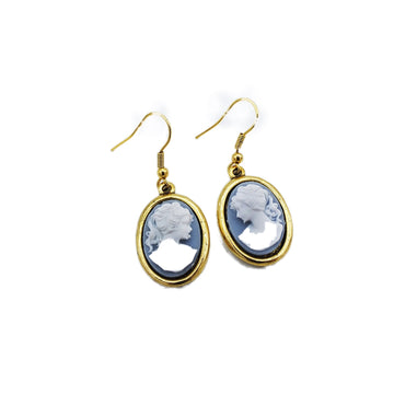 Cameo Earrings (Blue)