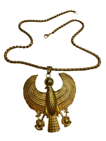 Golden Horus Egyptian Falcon Necklace