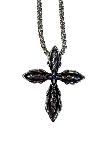 Stainless Steel Elven Blue Stone Necklace