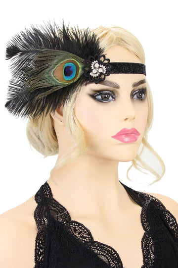 Peacock Feather Gemstone 1920s Headpiece