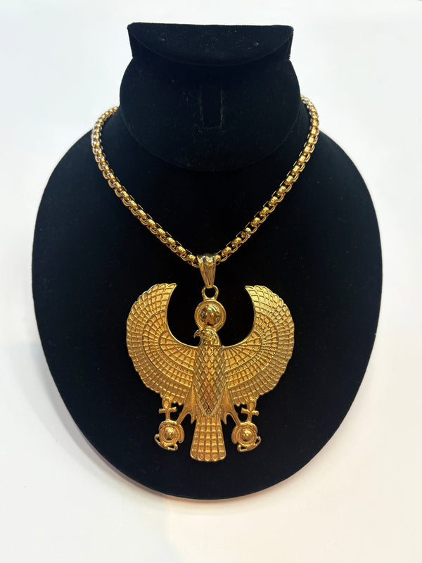 Golden Horus Egyptian Falcon Necklace