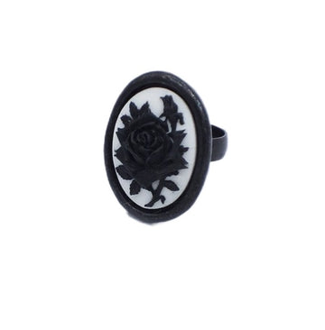 Black Rose Cameo Ring