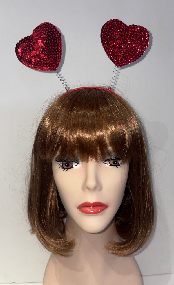 Red Sequin Heart Bopper Headband