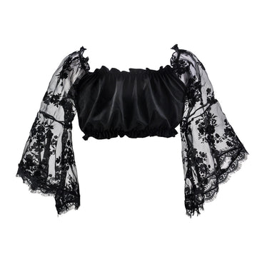 Black Cropped Lace Bell Sleeves (Adult)