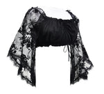 Black Cropped Lace Bell Sleeves (Adult)