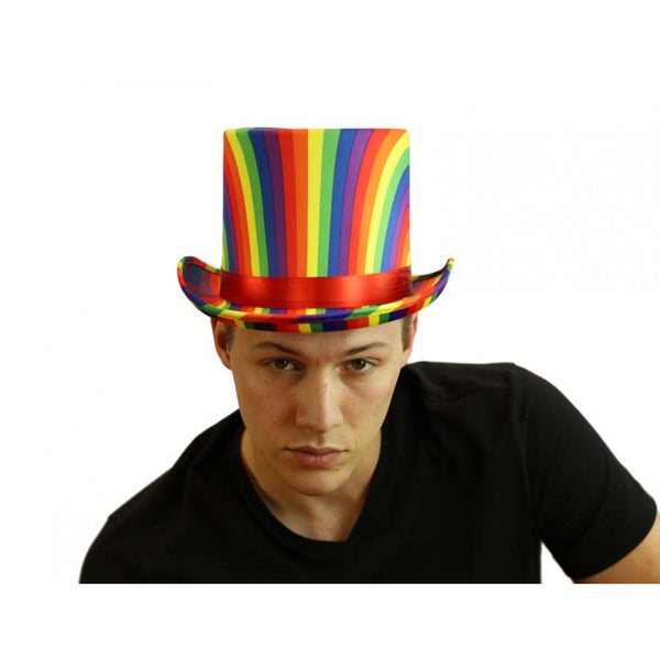 Rainbow Satin Top Hat