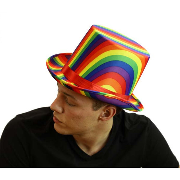 Rainbow Satin Top Hat