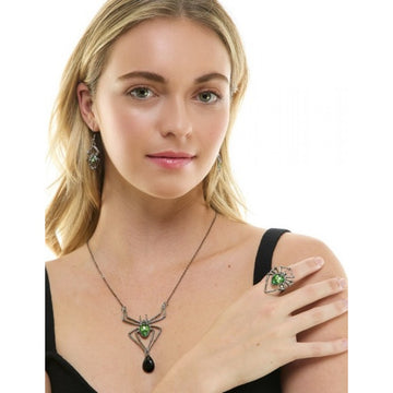 Green Gem Spider Necklace