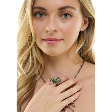 Green Gem Spider Ring