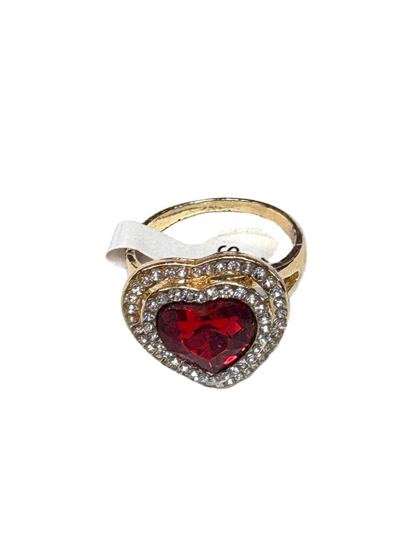 Red Stone Heart Ring