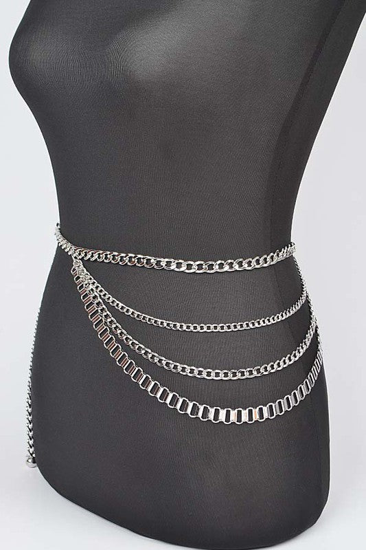 Multi Layered Metal Plus Size Chain Belt Three-layered Chain Belt: Gold or Silver, Plus Size  main image 4