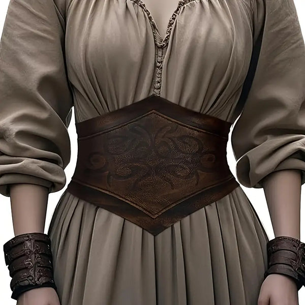 Renaissance Embossed Faux Leather Corset Belt