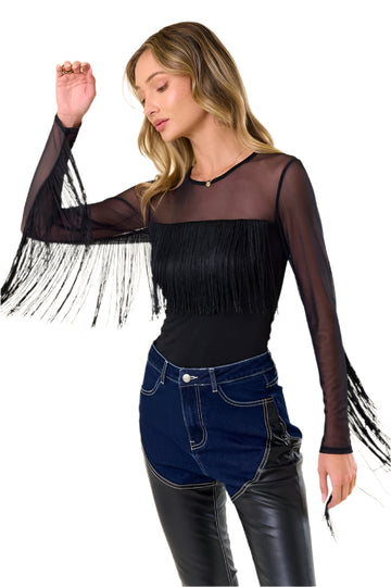 Cowgirl Style Long Sleeved Fringe Top (Adult)